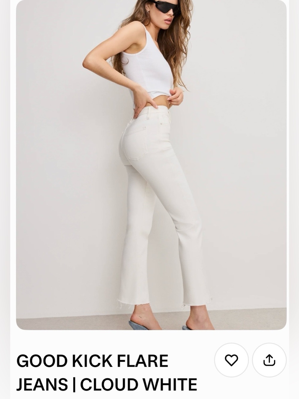Good American Cream Kick Flare Jeans NWT size 32